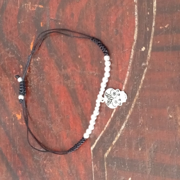 Sterling silver Halloween!Sugar skull Handmade Cloisonne Enamel bracelet - Picture 8 of 11